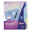 Avery Dennison Write & Erase Plastic Divider, Assorted Colors, Pk5 16170